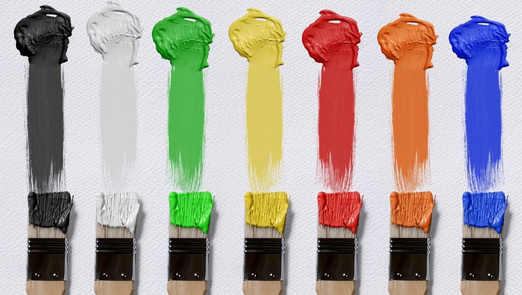 Canvas with different colors and brushes, which you will use if you follow our hopefully useful home remodeling tips.