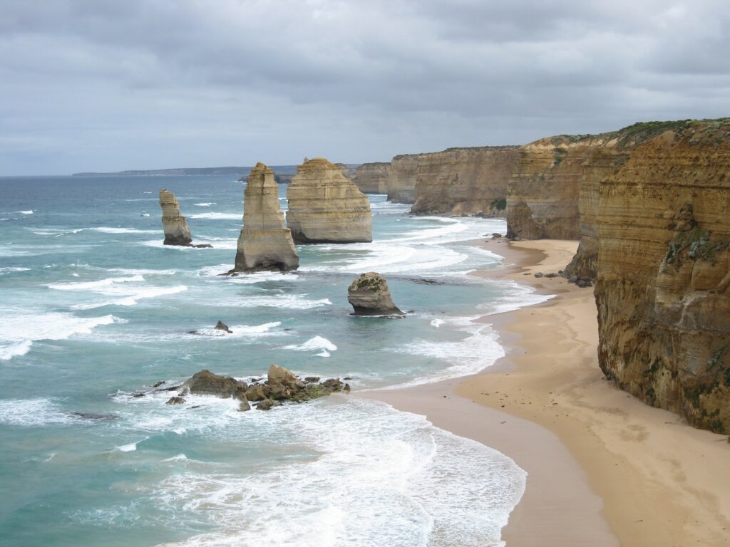 The fantastic Twelve Apostles alongside the Great Ocean Road.