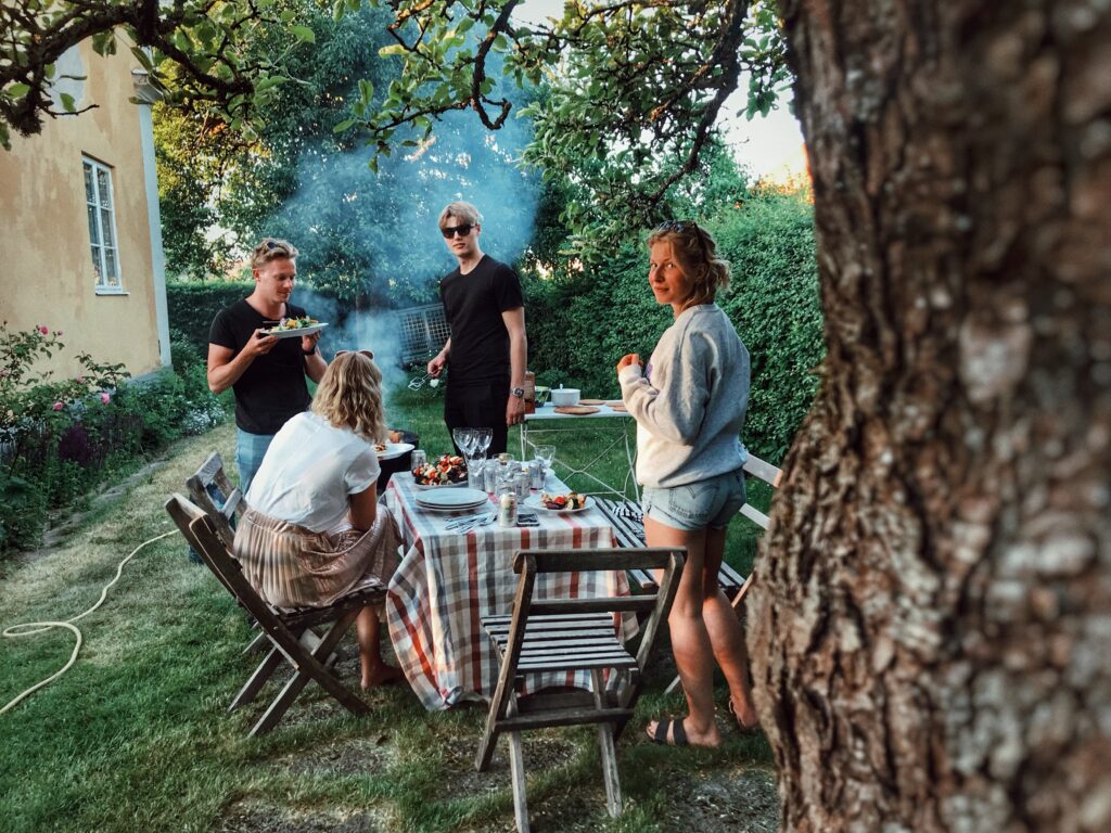 people friends meeting bbq