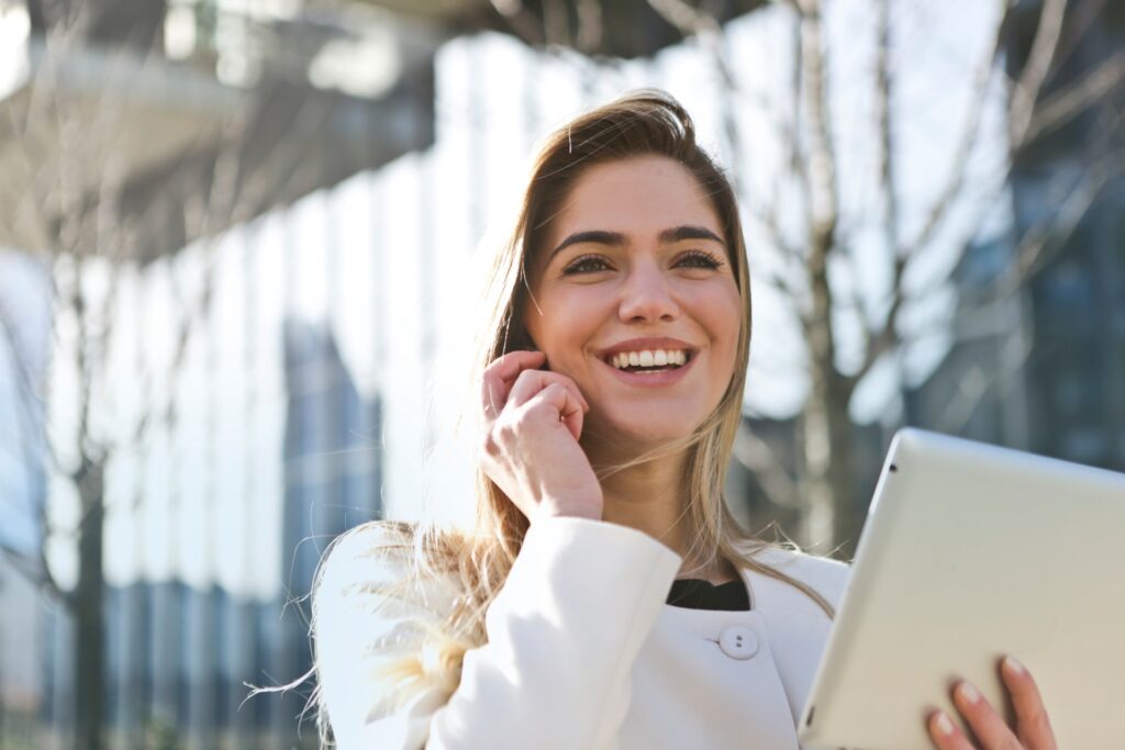 woman smiling work