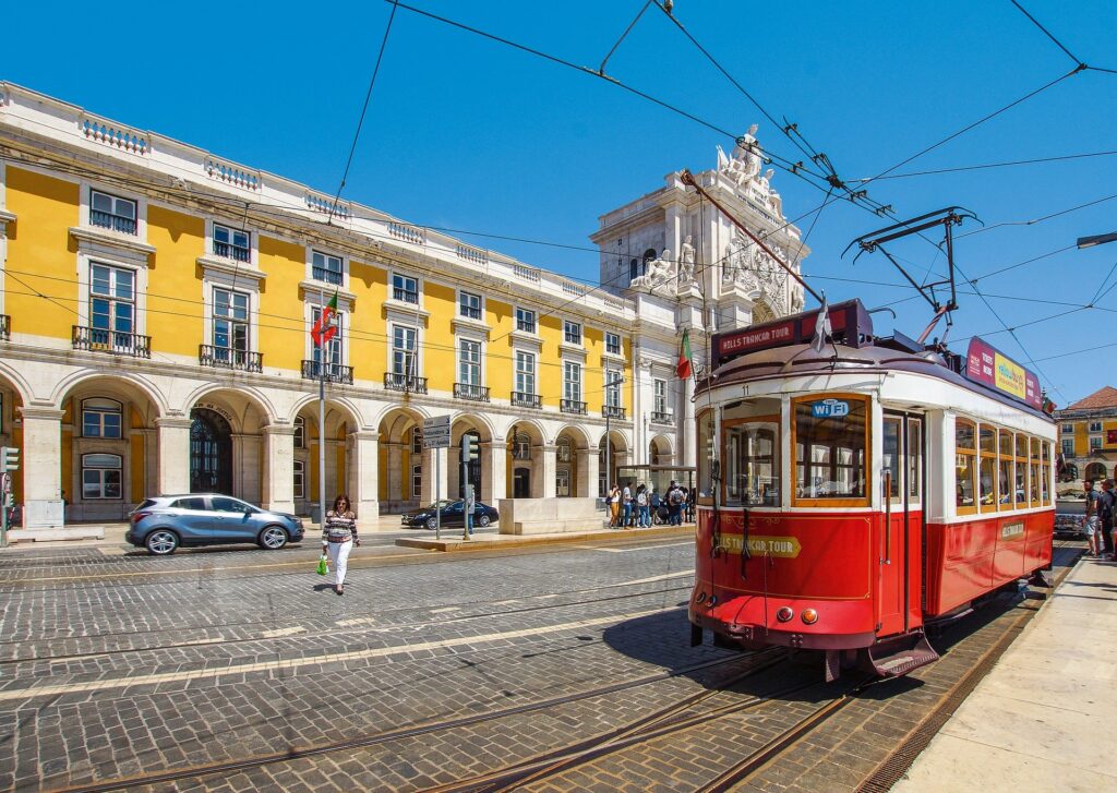 portuguese tram lisbon portugal
