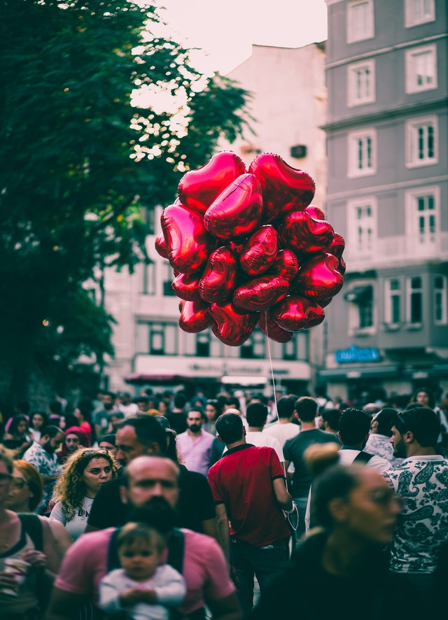 A parade in a city.