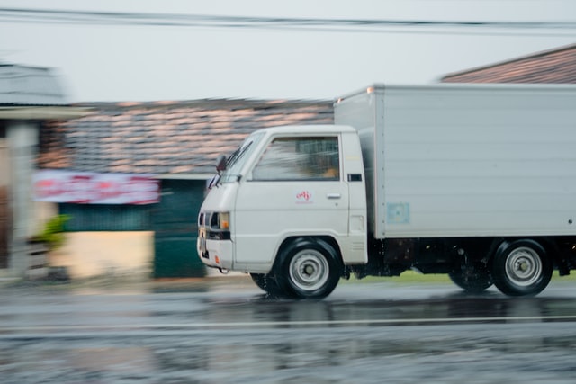 A moving company van