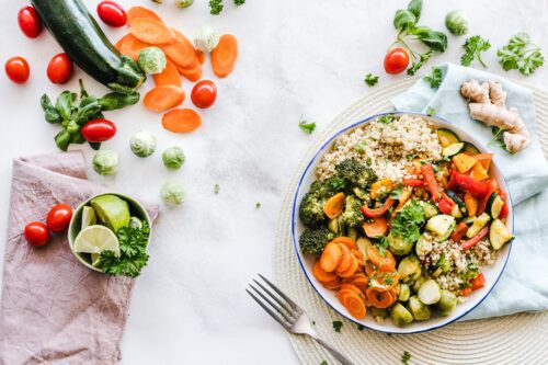 a plate of vegetables