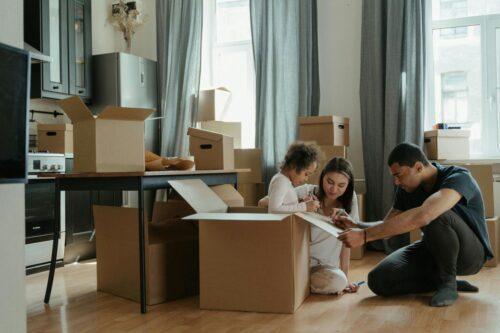 A family moving into a new home