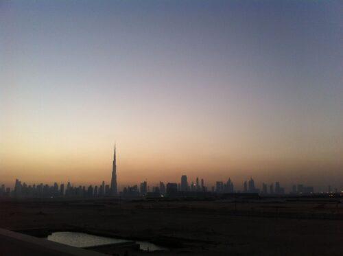 Dubai and Burj Khalifa at sunset