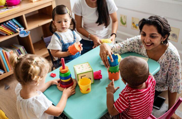 daycare teachers playing
