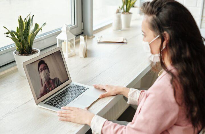 woman on a telehealth appointment online