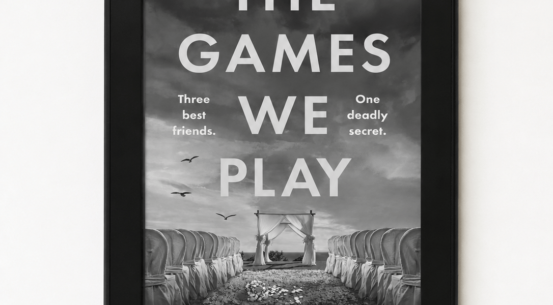 Book cover of The Games We Play by Claire Quinn featuring a seaside wedding aisle beneath a dramatic sky.