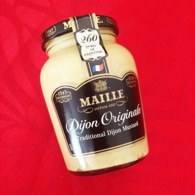 Maille Dijon Mustard - For many the only real mustard. Try it in a Bun with a sausage straight from the barbecue! Maille Dijon Mustard