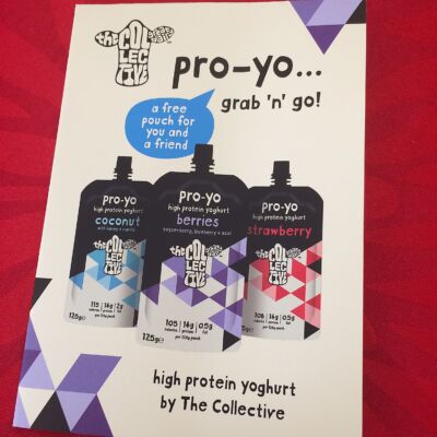 Collective Dairy - Pro-yo. Yogurts filled with lots of protein. Since is a fresh product, Degustabox sent the vouchers for 2 packs which can be redeemed at any shop that sells them. Collective Dairy - Pro-yo.